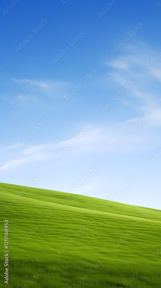 Fototapeta premium digital technology blue sky grass landscape poster background with generative