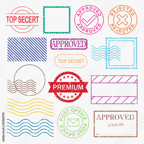 Colorful passport stamps from cities like Toronto, New York, Beijing, San Francisco, and more. Travel-themed stamps showcase global destinations and iconic landmarks. Colorful travel stamps, vectors.