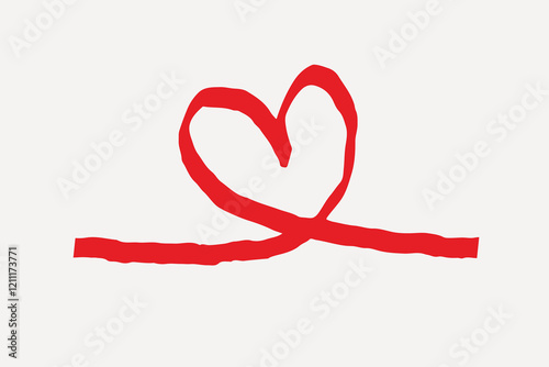 Red heart ribbon illustration, Valentine's Day vector