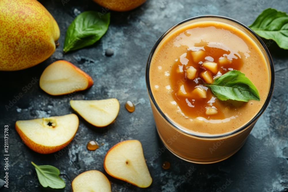 Delicious Pear Smoothie Recipe Caramel Basil Healthy Drink Delicious Pear Smoothie Recipe Caramel Basil Healthy Drink