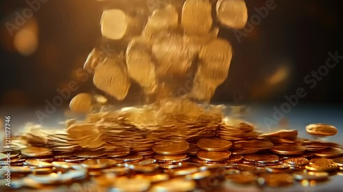 Wallpaper Mural Falling Gold Coins Wealth Success Fortune Money Torontodigital.ca