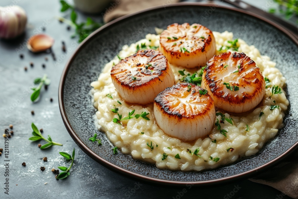 Gourmet Seared Scallops with Creamy Risotto Thyme Gourmet Seared Scallops with Creamy Risotto Thyme