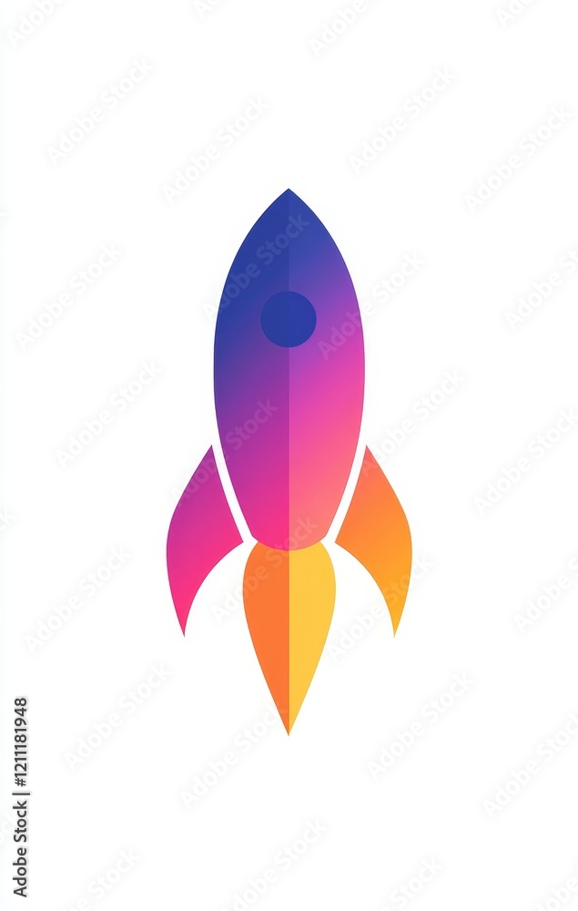 Abstract colorful rocket launching upward. Abstract colorful rocket launching upward.