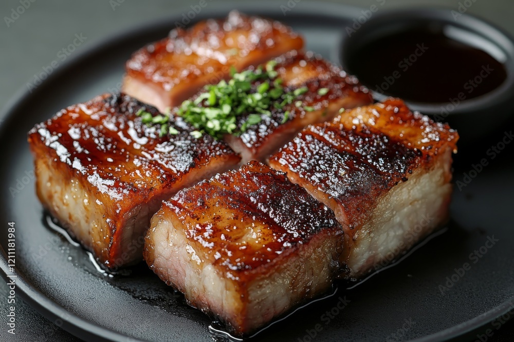 Delicious Glazed Pork Belly Cubes Asian Cuisine Gourmet Food Delicious Glazed Pork Belly Cubes Asian Cuisine Gourmet Food