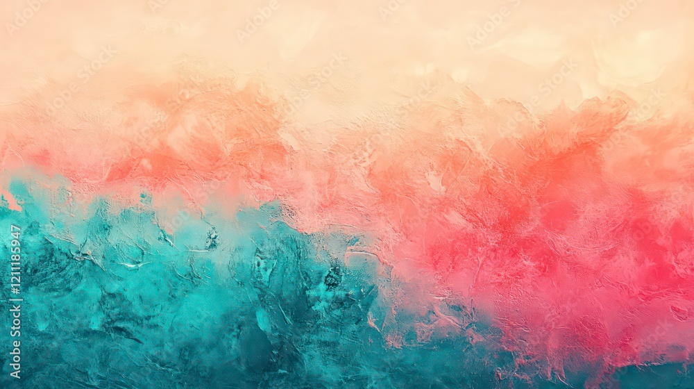 Obraz premium A vibrant sunset gradient blending from coral pink to tropical turquoise