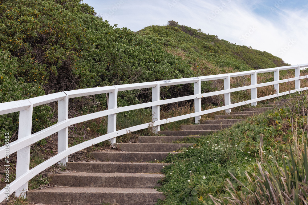 Outdoor stairway along walking track in Newcastle's King Edward Park Outdoor stairway along walking track in Newcastle's King Edward Park