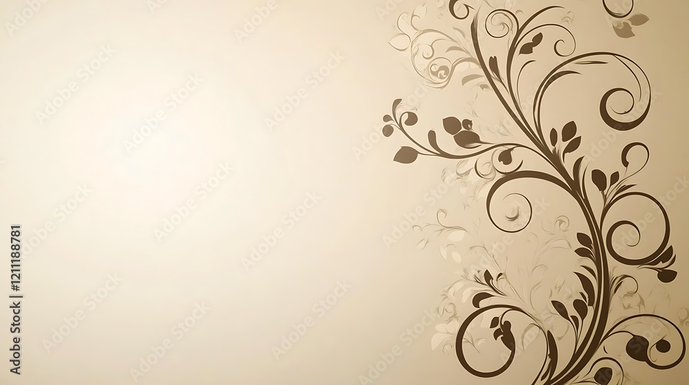 Elegant Beige Background With Brown Floral Design Elegant Beige Background With Brown Floral Design