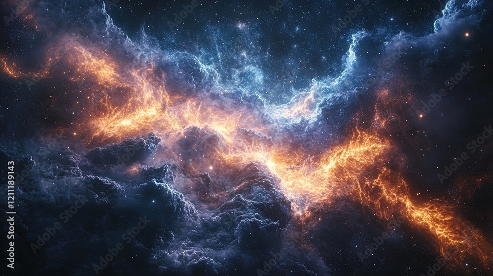 Fototapeta premium Space scene with stars, planets, and a glowing nebula, vast and awe-inspiring 