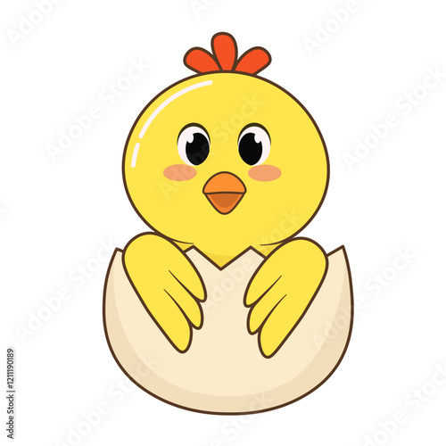 Cute Chick Emerging from Egg Illustration photo