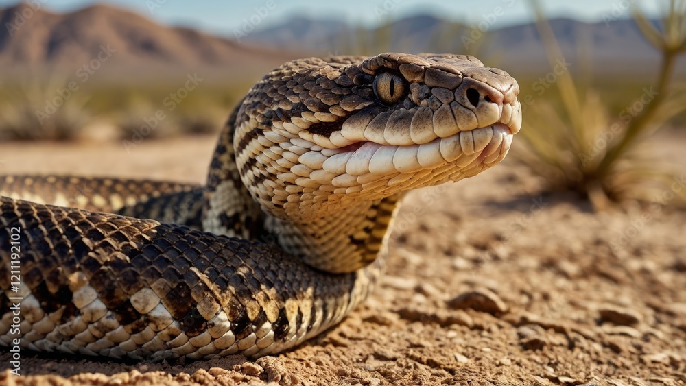 Obraz premium Close-up Realistic Snake with Textured Scales in Natural Habitat