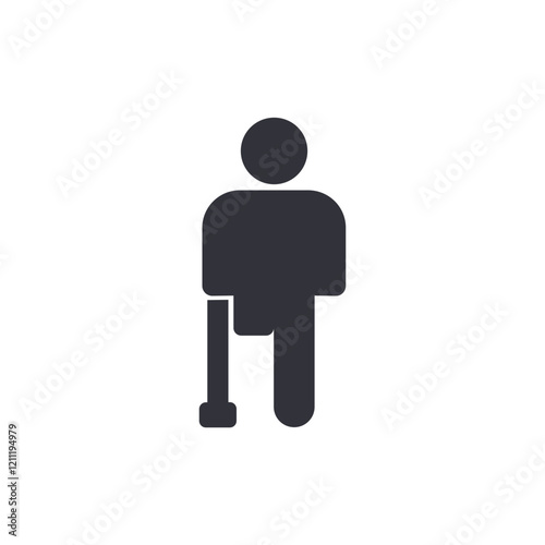 Leg amputee solid icons, minimalist vector illustration ,simple transparent graphic element .Isolated on white background