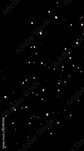 桜の花が舞い散る優雅な春のアニメーション。桜吹雪の縦長背景素材。