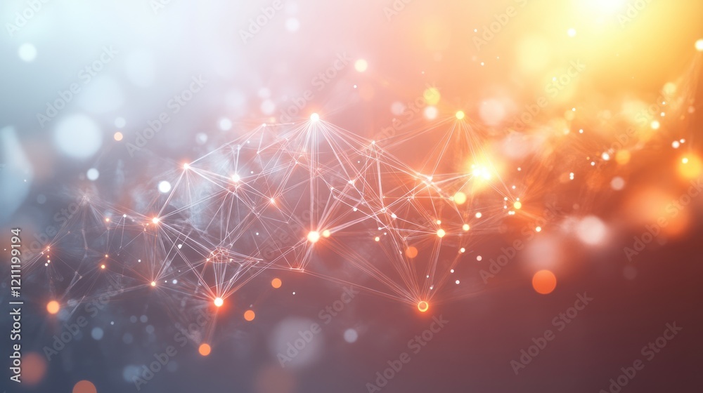 Obraz premium Abstract network connection glowing particles.