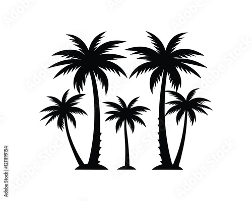 Black Palm Tree Vector Illustration - Tropical Paradise