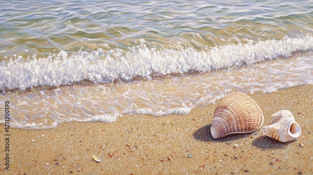 Seashells by the shoreline beach nature photography coastal scene close-up tranquility Seashells by the shoreline beach nature photography coastal scene close-up tranquility