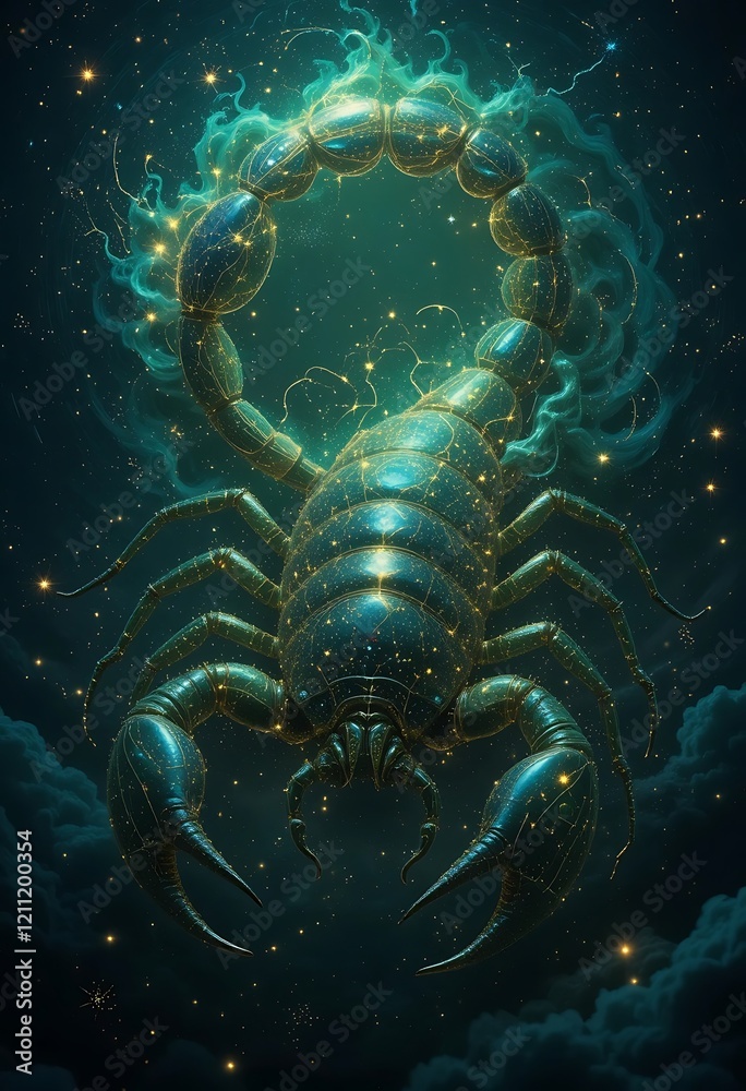 Celestial Scorpion Cosmic Art Gold Stars Night Sky Celestial Scorpion Cosmic Art Gold Stars Night Sky