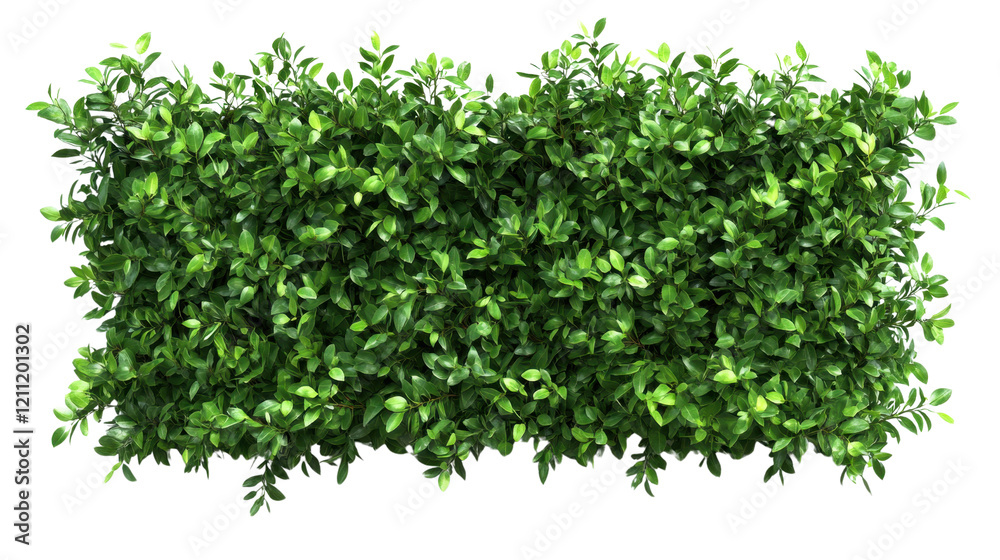 Naklejka premium A green hedge with leaves is shown on a white background