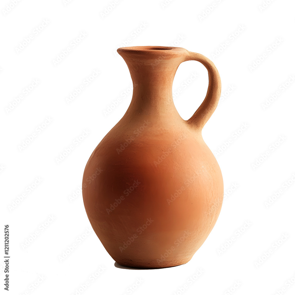small clay water jug with a rounded body and a narrow neck small clay water jug with a rounded body and a narrow neck