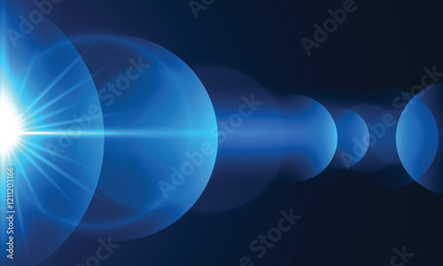Blue round lens flare light Shine background with sparkle stars bright glowing.vector illustration