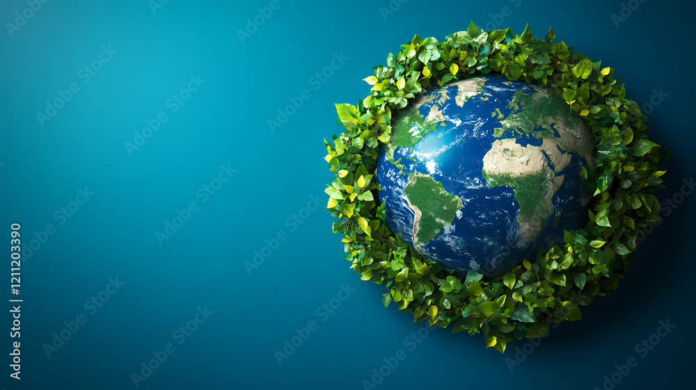 Eco-Friendly Design with Green Plants Surrounding the Earth Eco-Friendly Design with Green Plants Surrounding the Earth