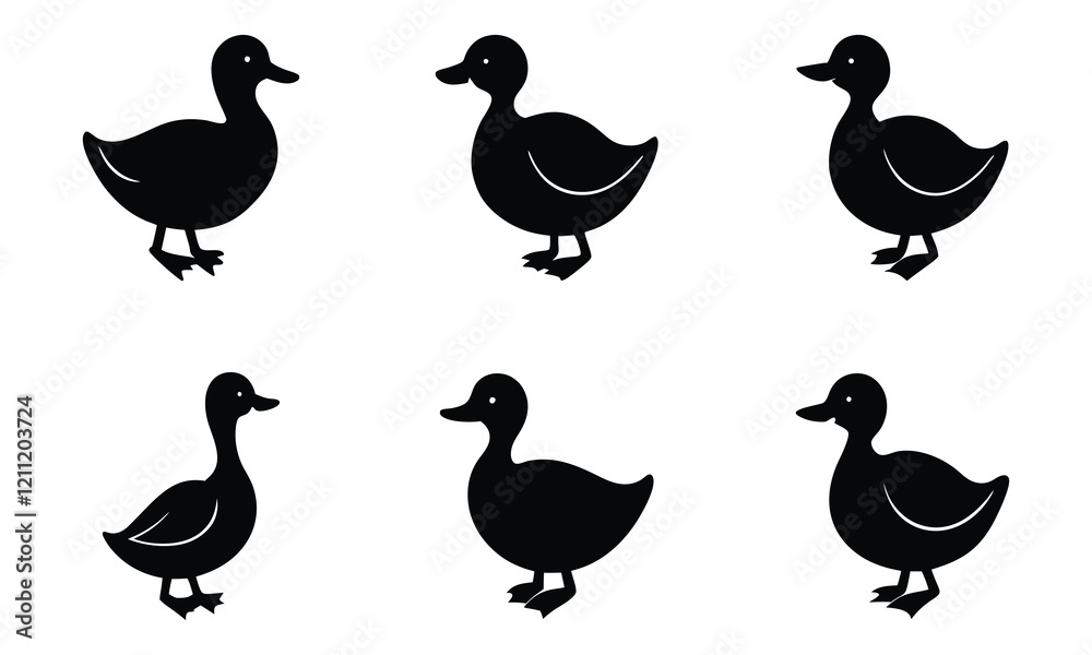 Wildlife Duck Silhouettes - High-Quality Vector Wildlife Duck Silhouettes - High-Quality Vector
