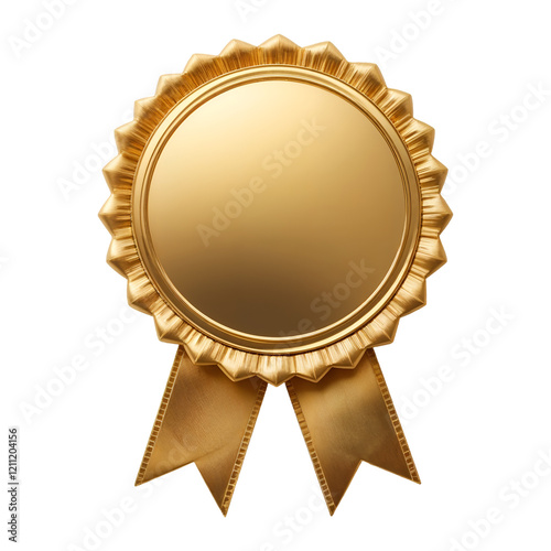 Gold Award Badge with Ribbon on Transparent Background