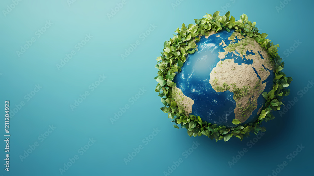 Eco-Friendly Design with Green Plants Surrounding the Earth Eco-Friendly Design with Green Plants Surrounding the Earth