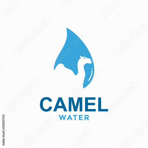 camel water simple logo in negative space