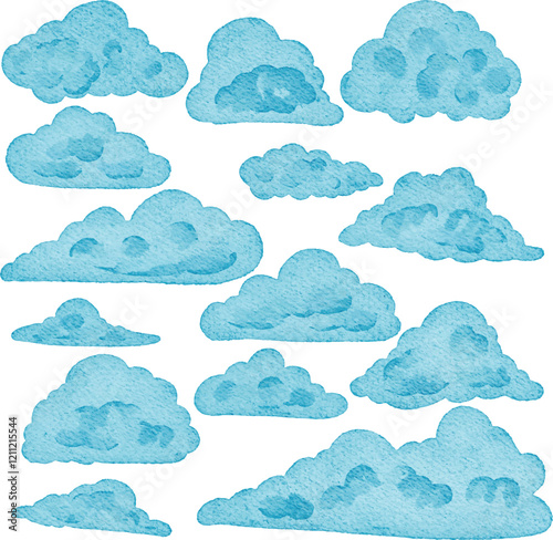 Watercolor Blue Cloud Illustration