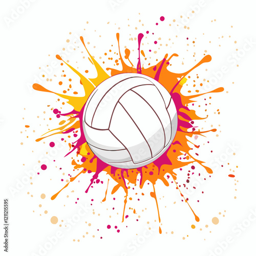 Volleyball color grunge symbol vector illustration (1)