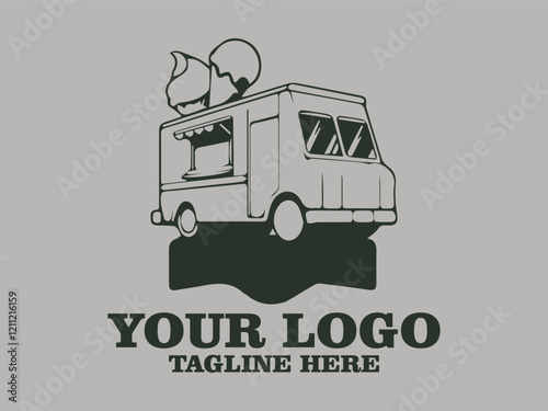 ice cream truck selling delicious frozen treats fresh ice cream on hot days Ice cream truck ready to serve This ice cream truck vector mockup features a modern and attractive design