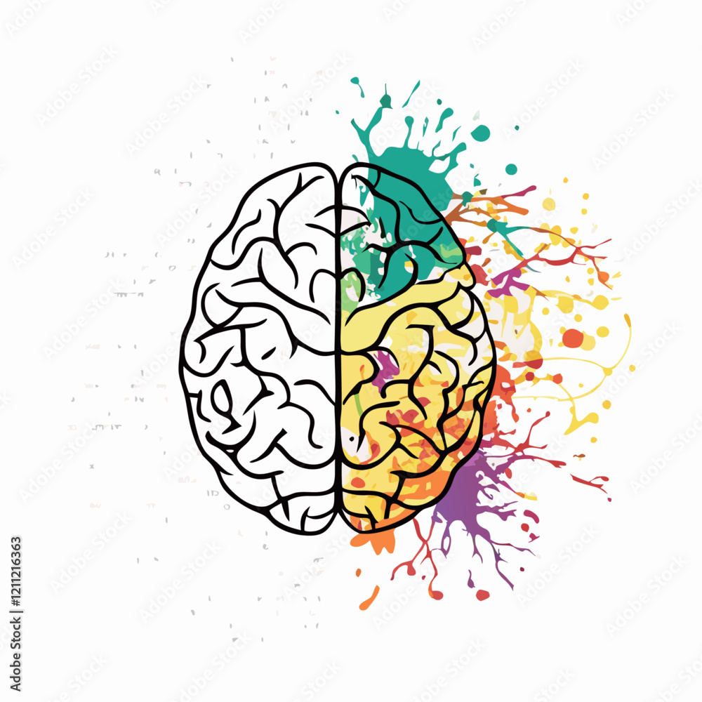 Fototapeta premium Brain left and right vector illustration (2)
