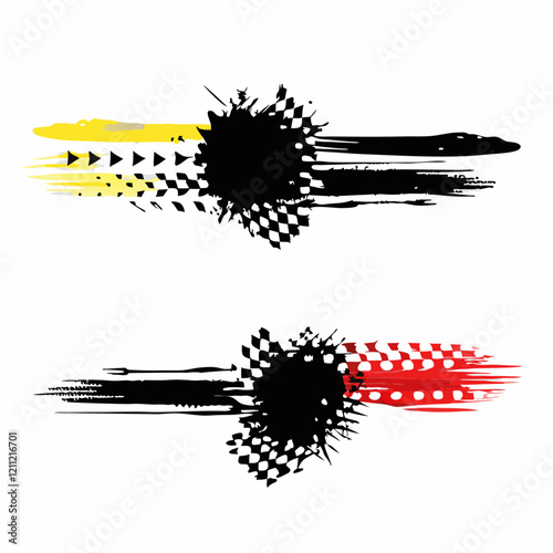 color tire track banners vector illustration (2)