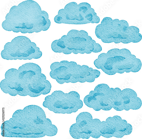 Watercolor Blue Cloud Illustration