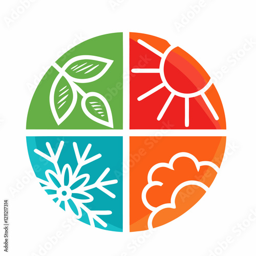 Four nature seasons circle vector illustration (1)