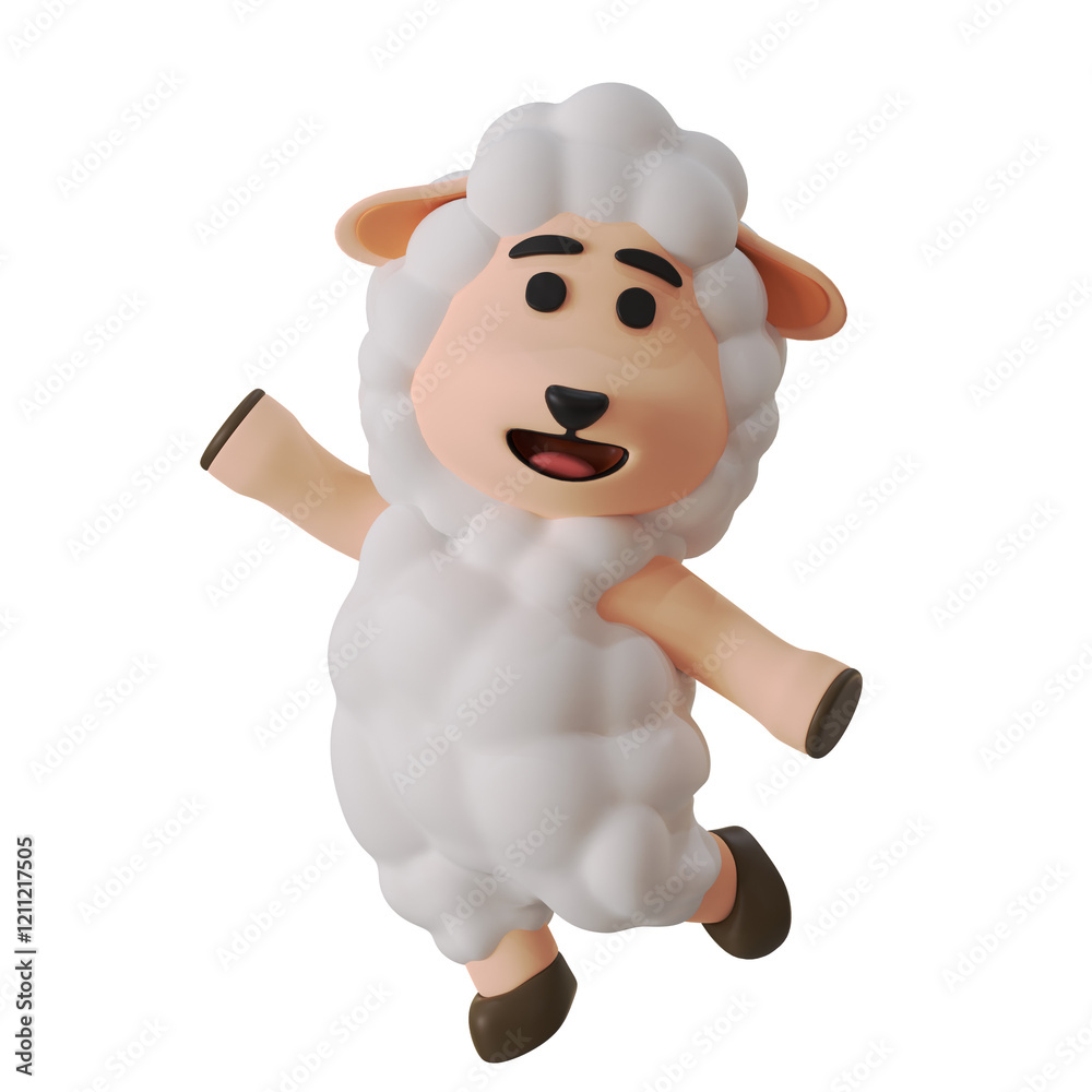 Fototapeta premium Dancing Cute Sheep Mascot Animal 3D