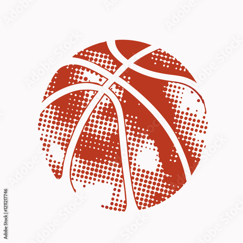 Orange halftone basketball vector illustration (1)