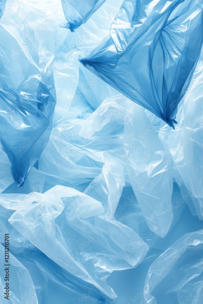 Abstract Blue Plastic Bag Texture: A Study in Light and Form Abstract Blue Plastic Bag Texture: A Study in Light and Form