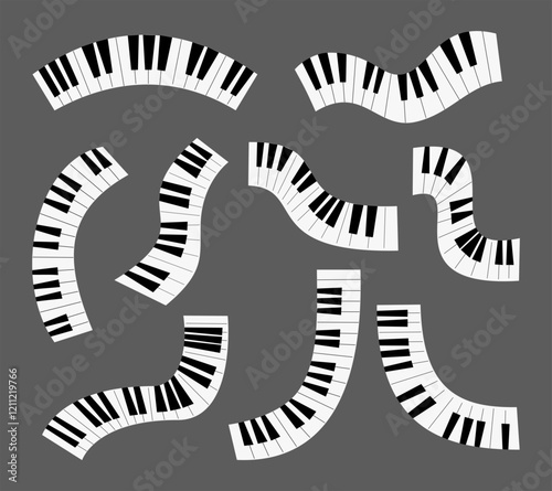 Wavy piano instrument key collection 