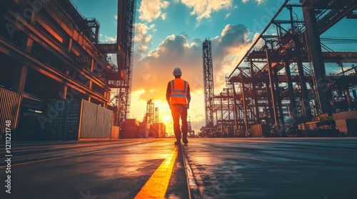 Vibrant Industrial Scene at Shipping Port