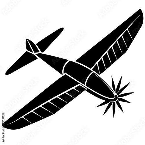 Graceful Glider Silhouette on White