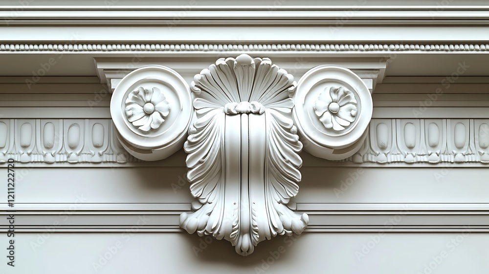 Naklejka premium Elegant White Architectural Capital Detailing