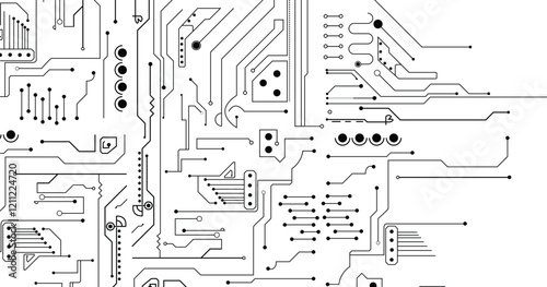High tech technology geometric stock illustration. Circuit technology background with hi-tech digital data connection system and computer electronic design. 