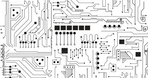 Circuit technology background with hi-tech digital data connection system and computer electronic design