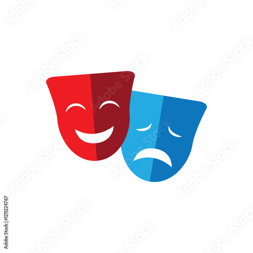 Set of Theater face mask icon, emotion actor comedy and drama symbol, festival sign vector illustration .