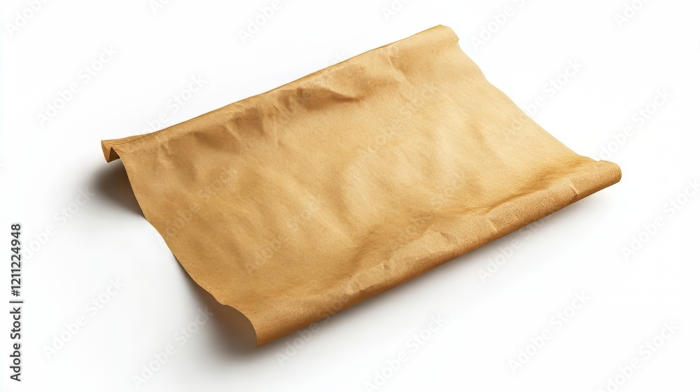 Rolled brown paper on white background Rolled brown paper on white background