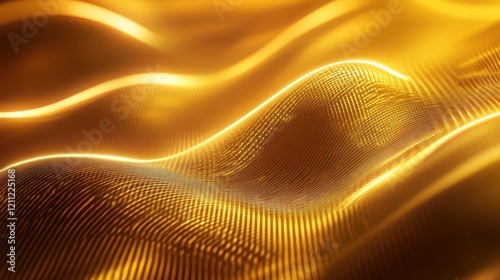 Golden Abstract Waves: A Luxurious Digital Artwork