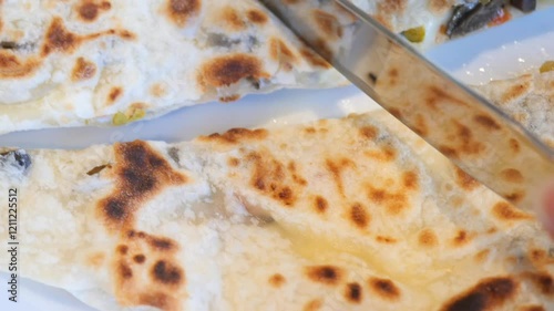 Wallpaper Mural Deliciously Grilled Flatbread Served with a Fork for Easy Enjoyment Torontodigital.ca