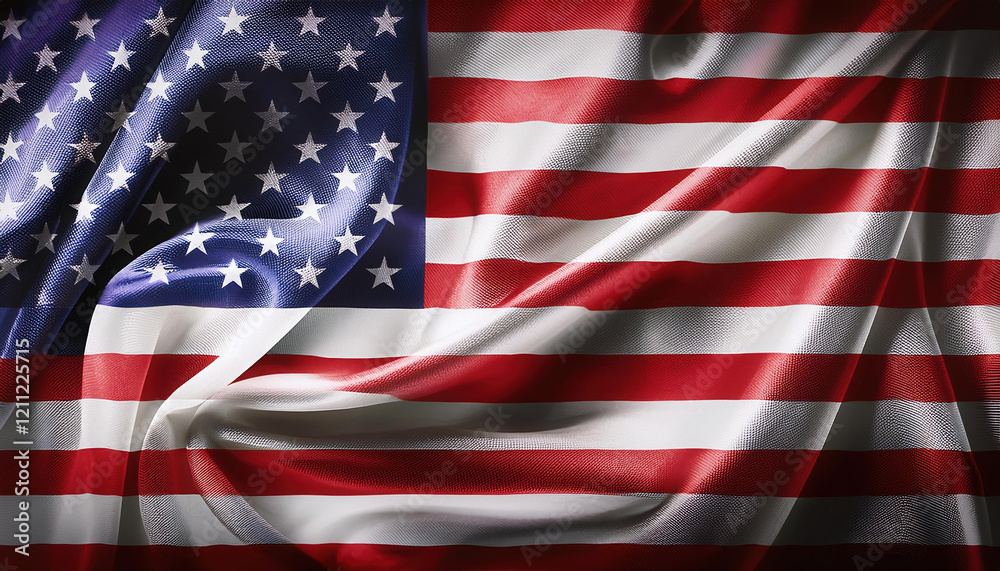 Obraz premium realistic silk texture featuring USA flag softly rippling in wind