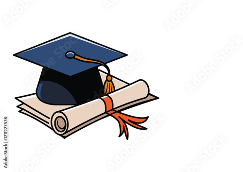 Design Element of Graduation Cap and Diploma

